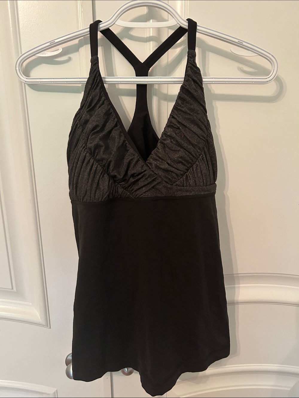 Retro Lululemon Pure Balance Tank Black / Ruched Gray - Size 8